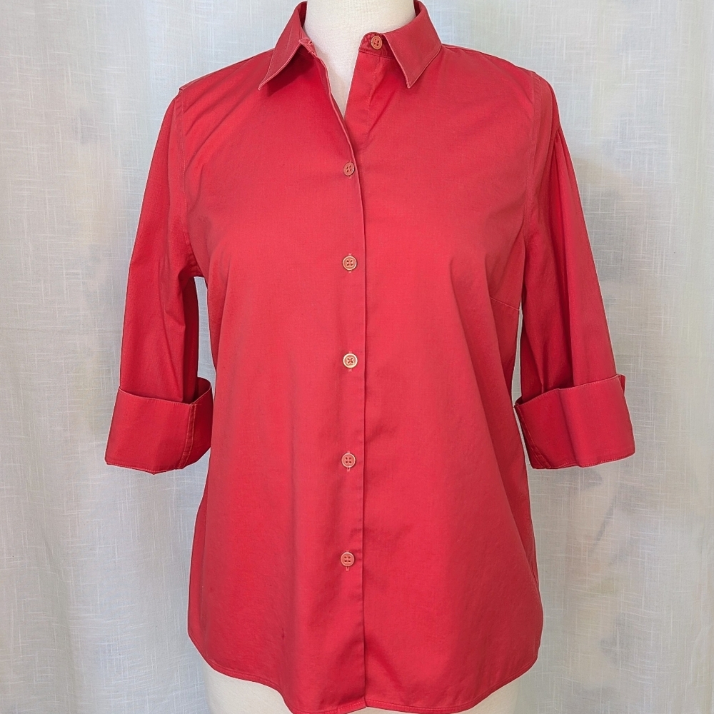 Chico's Non Iron Vibrant Red Button-up Shirt S